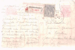 Entier Postal Néerlandais Recommandé 1919 Vers Hordin (moustier S/s) - Andere & Zonder Classificatie