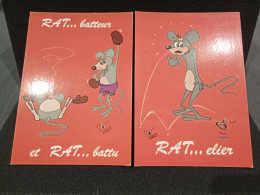 CP -  SERIE  Nous Les Rats  "   Rat ..battu  Et ...elier     "  "  Net    2 Lot De 2 - VIARD - Otros & Sin Clasificación