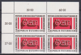 1983 , Mi 1754 ** (1) - 4er Block Postfrisch -  Bundeskongreß Des Österreichischen Gewerkschaftsbundes ÖGB - Neufs