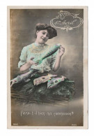 CPA BONNE FETE DU 1ER AVRIL / JEUNE FEMME ET POISSONS - 1 April (aprilvis)