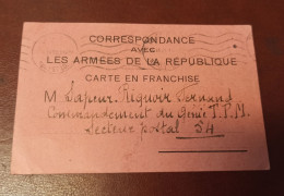 Carte Postale En Franchise Militaire Armée France WW2 1939 Guerre Sapeur Riquoir Fernand Génie TPM Secteur Postal 54 - 1939-45