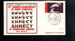 10 EMES JOURNEES INTERNATIONALES DU CINEMA D'ANIMATION ANNECY1975 - Commemorative Postmarks