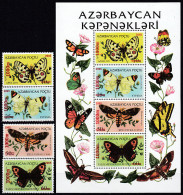 Azerbaijan - Correo Yvert 511/14 + Hoja 60 ** Mnh Fauna -Mariposas - Azerbaïdjan