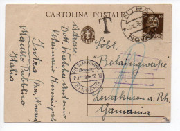 Italia 1939 Intero Cartolina Postale Imperiale Tassata Da Intra Novara - Marcophilia
