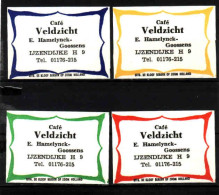 4 Dutch Matchbox Labels, Ijzendijke - Zeeland, Café Veldzicht, E. Hamelynek - Goossens, Holland, Netherlands - Scatole Di Fiammiferi - Etichette