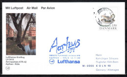 1990 Aarhus - Koln    Lufthansa First Flight, Erstflug, Premier Vol ( 1 Card ) - Autres (Air)