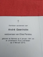 Doodsprentje André Geerinckx / Hamme 4/1/1941 - 3/2/2010 ( Elisa Persiau ) - Godsdienst & Esoterisme