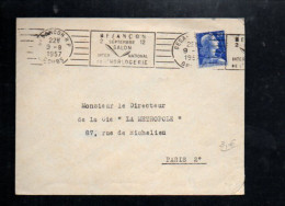 OBLITERATION MECANIQUE SALON INTERNATIONAL DE L'HORLOGERIE DE BESANCON  DOUBS 1957 - Annullamenti Meccaniche (Varie)