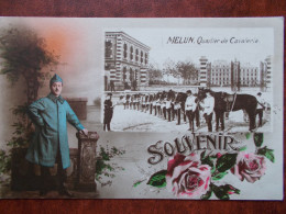 77 - MELUN - Souvenir De Melun - Quartier De Cavalerie. (soldats) - Melun