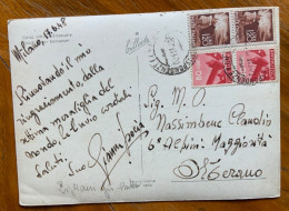 DEMOCRATICA COPPIE : L.1,20+80 C. Su Cartolina Da MILANO A MERANO IL 17/6/48 - 1946-60: Marcofilie