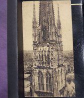 51 . CARTE PANORAMIQUE . ROUEN . LA CATHEDRALE . CENTRALE ET LA BASE DE LA FLECHE . GRAND FORMAT 28 X 15 - Rouen