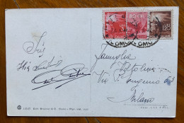 DEMOCRATICA L.1,20+80 C.+ 3 L.  Su Cartolina Da BELLAGIO A MILANO IL 24/3/48 - 1946-60: Poststempel