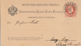 Autriche Entier Postal Brennerbad 1884 - Cartes Postales