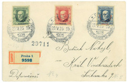 P3519 - CZECHOSLOVAKIA  1925 OLYMPIC CONGRESS IN PRAG COMPLETE SET ON COVER WITH SPECIAL CANCELLATION, REGISTRED - Andere & Zonder Classificatie