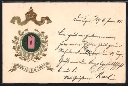 Präge-AK Garnison Regiment Nr. 3, Eichenblattkranz Und Krone  - Regimenten