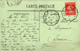 N°4106 W -cachet Convoyeur -Paris à Dijon -1912- - Posta Ferroviaria