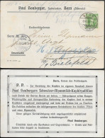 Switzerland 5F Postal Stationery Card Mailed To Germany 1908. Hospital Farm Medicine - Brieven En Documenten