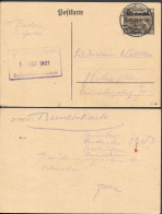 Germany Saargebiet Saarbruecken 10c Ovpr Postal Stationery Card Mailed 1921 - Lettres & Documents