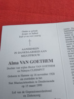 Doodsprentje Alma Van Goethem / Hamme 16/11/1920 Dendermonde 15/3/1999 ( D.v. Hector Van Goethem En Palmyra Cleemput ) - Religion &  Esoterik