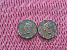 FRANCE Lot De 2 Monnaies De Un Centime 1848 Et 1849 A - 1 Centime