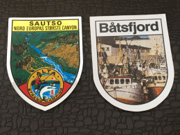 Sautso -Båtsfjord -Norvège Norges Våpenskjold Luksus Klistremerkepapir-Ecusson Blason-Norway-Crest Coat Of A-Autocollant - Stickers