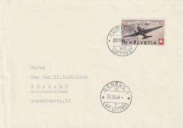 Suisse Lettre Aviation Zürich 1944 - Marcophilie