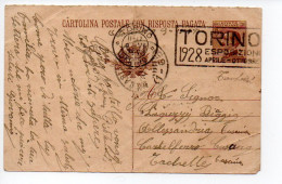 Italia 1928 Intero Postale Annullo Torino Esposizioni Targhetta X Castelferro Alessandria. DIFETTI - Poststempel
