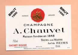 Etiquette De Champagne  " CHAUVET  1990 - Champagne