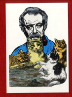 GEORGES BRASSENS CHATS 1983 -  CREATION J LARDIE JIHEL  - REALISEE DIRECTEMENT SUR CARTE POSTALE  TIRAGE LIMITE   2 / 9 - Artistas