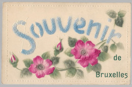 CPA CARTE POSTALE BELGIQUE SOUVENIR DE BRUXELLES EN RELIEF 1910 - Other & Unclassified