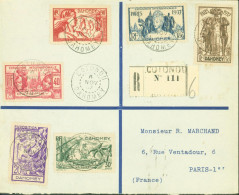 Dahomey Recommandé N°103 à 108 Exposition Internationale De Paris Complète CAD Cotonou 6 NOV 37 - Covers & Documents