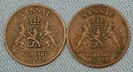 Nassau 2x • 1 Pfennig 1860 + 1862  • Adolph • German States • [24-829] - Petites Monnaies & Autres Subdivisions