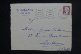 MAROC - Taxe De Casablanca U Dos D'une Enveloppe De  Libourne En 1961 - L 153256 - Morocco (1956-...)