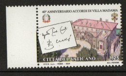 Vatican  2024. 40th Anniversary Of The Villa Madama Accords  MNH - Unused Stamps