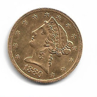 Monnaie Etats Unis 5 Dollars Or 1880  Sup Plat 1 N0175 - 5$ - Half Eagles - 1866-1908: Coronet Head (tête Couronnée)