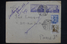 ESPAGNE - Enveloppe De Valencia Pour Paris En 1949  - L 153258 - Cartas & Documentos