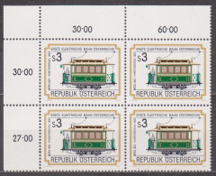 1983 , Mi 1757 ** (1) - 4er Block Postfrisch - Erste Elektrische Bahn Österreichs : Mödling - Hinterbrühl - Unused Stamps