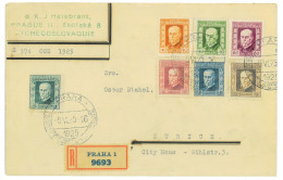 P3522 - CZECHOSLOVAKIA  5.6.25, MASARIK DEFINITIVE SET WITH SPECIAL CANCEL TO SWITZERLAND, REGISTRED. - Other & Unclassified