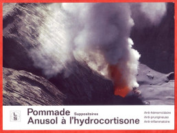 Japon Volcan MAKA DAKE  Mont ASO Eruption  Nuit  18 X 24 Carte Pub Laboratoires Substantia Suresnes Pharmacie - Publicité