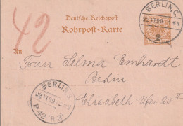 Allemagne Entier Postal Pneumatique Berlin 1899 - Cartes Postales