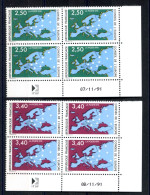 RC 27801 FRANCE N° 106 / 107 - TIMBRE DE SERVICE UNESCO COIN DATÉ DU 07/11/91 + 08/11/91 NEUF ** TB - Dienstzegels