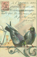 CPA CP Oiseaux Pigeons Carte Gaufrée écrite à Venise 3 6 1918 YT Italie N°67 - Oiseaux