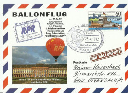 BDR GS 1992 BALLONFLUG EMA - Brieven En Documenten