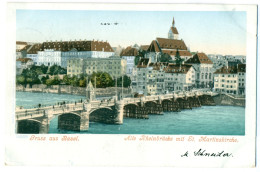 Gruss Aus Basel, Alte Rheinbrücke Mit St. Martinskirche, Switzerland - Basilea