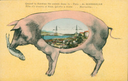 * QUAND LA SARDINE FUT ENTREE DANS LE PORC DE MARSEILLE * COCHON * PIG * 1942 - Humour