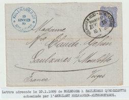 1314p -  Pli De MULHOUSE - Ambulant MULHAUSEN (ELS) ALTMUNSTEROL Pour SAULXURES Vosges - Janvier 1889 - - Lettres & Documents