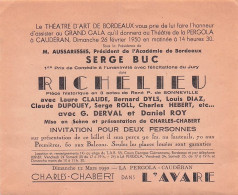 SERGE BUC Dans RICHELIEU  Au Théatre De La PERGOLA à CAUDERAN . 1950 .  - Ohne Zuordnung