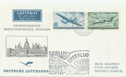 DDR CV ERSTFLUG1956 BERLIN BUDAPESZT - Airmail