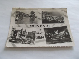 MONACO  SOUVENIR DE MONTE CARLO  4 BELLES VUES DONT GRAND VOILIER  SUR 1 VUE 1949 - Panoramic Views