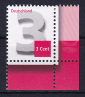 Bund 2964 3-Cent Eckrand Rechts Unten Ergänzungswert Postfrisch - Other & Unclassified